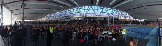 Panorámica del pabellón donde tiene lugar la asamblea general de la CUP. Panorámica del pabellón donde tiene lugar la asamblea general de la CUP.