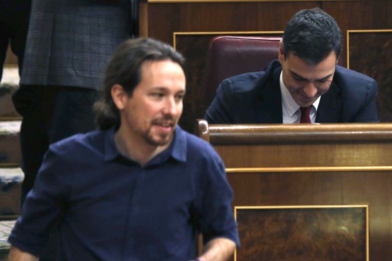 Pedro Sánchez y Pablo Iglesias. Pedro Sánchez y Pablo Iglesias.