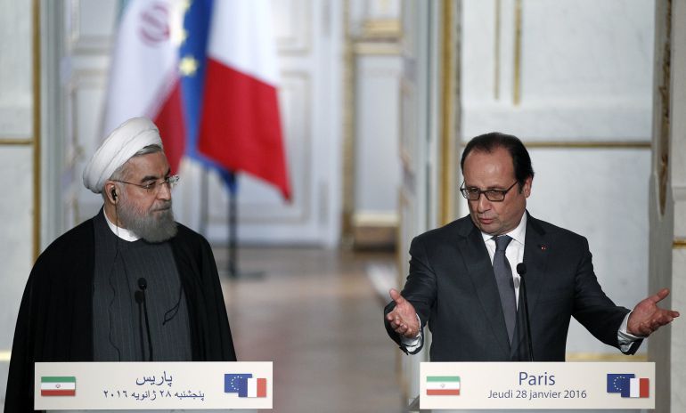 Hasan Rohaní y François Hollande, durante el encuentro. Hasan Rohaní y François Hollande, durante el encuentro.