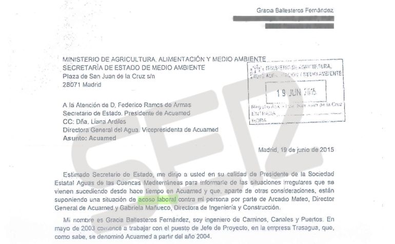 Cartas incorporadas al sumario del 'Caso Acuamed'. Cartas incorporadas al sumario del 'Caso Acuamed'.