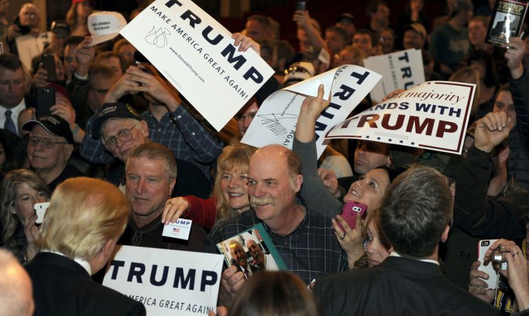 Donald Trump, tras un acto de campaña en el teatro Orpheum en Sioux City (Iowa) Donald Trump, tras un acto de campaña en el teatro Orpheum en Sioux City (Iowa)
