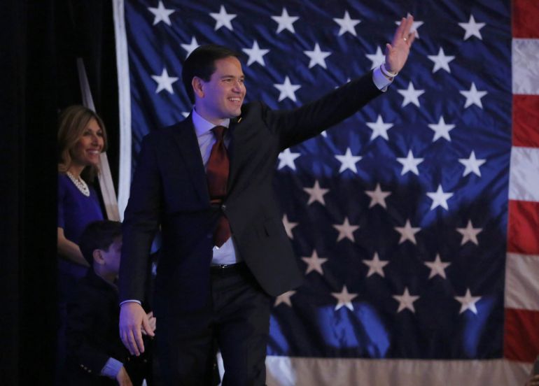 El candidato Marco Rubio anoche en Des Moines, Iowa. El candidato Marco Rubio anoche en Des Moines, Iowa.