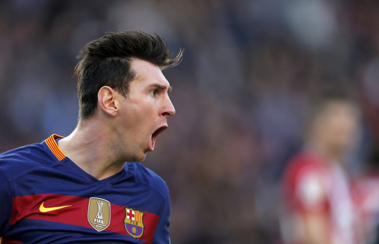 Lionel Messi celebra un gol Lionel Messi celebra un gol