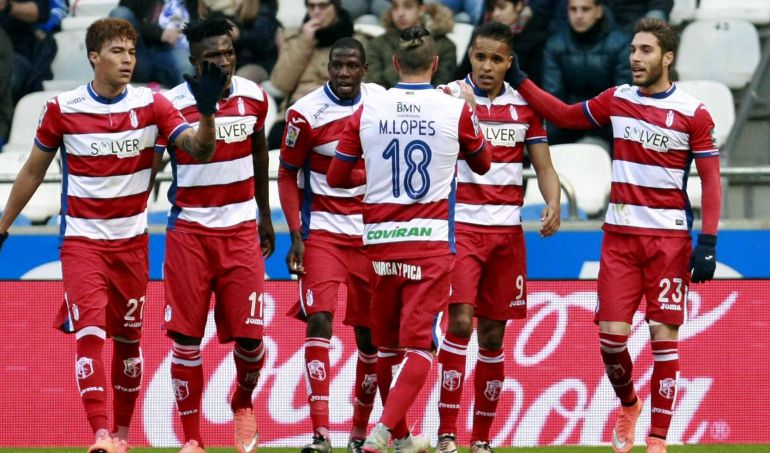Los jugadores del Granada celebran el gol de su equipo durante el partido correspondiente a la vigesimosexta jornada de la Liga BBVA Los jugadores del Granada celebran el gol de su equipo durante el partido correspondiente a la vigesimosexta jornada de la Liga BBVA
