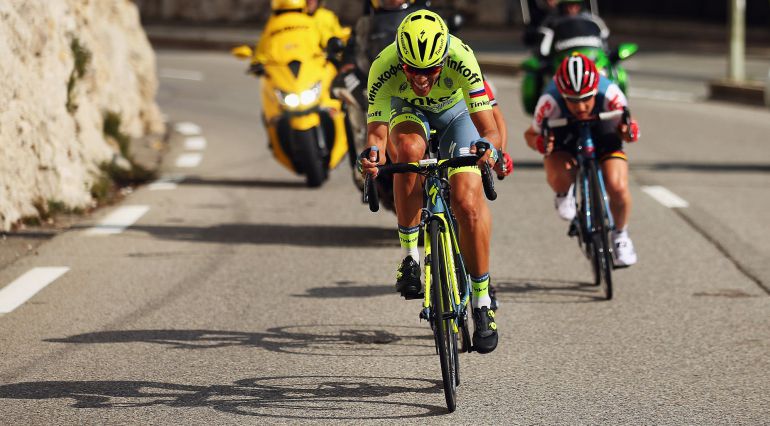 Alberto Contador, al ataque en la última etapa de la París - Niza. Alberto Contador, al ataque en la última etapa de la París - Niza.