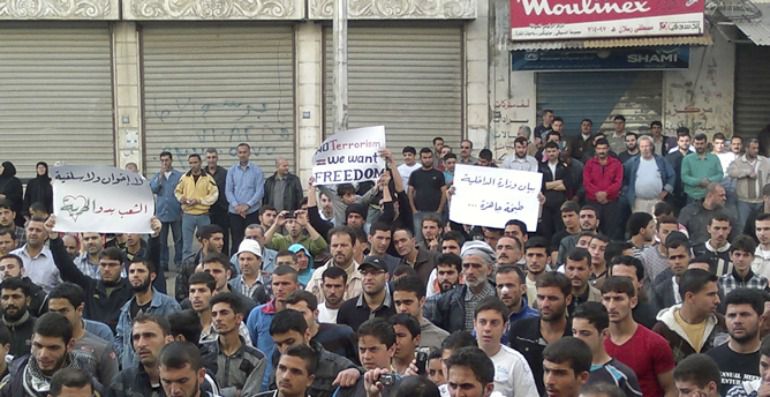 Imagen de las protestas de 2011 en la ciudad portuaria de Banias, Siria Imagen de las protestas de 2011 en la ciudad portuaria de Banias, Siria