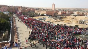 Imagen de la manifestación en El Aaiún. Imagen de la manifestación en El Aaiún.