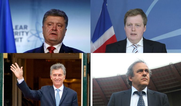 De izquierda a derecha y de arriba a abajo el presidente de Ucrania, el primer ministro de Islandia, el presidente de Argentina y el expresidente de la FIFA De izquierda a derecha y de arriba a abajo el presidente de Ucrania, el primer ministro de Islandia, el presidente de Argentina y el expresidente de la FIFA