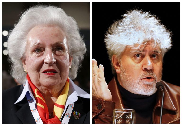 De izquierda a derecha y de arriba a abajo: Pilar de Borbón y Pedro Almodóvar. De izquierda a derecha y de arriba a abajo: Pilar de Borbón y Pedro Almodóvar.