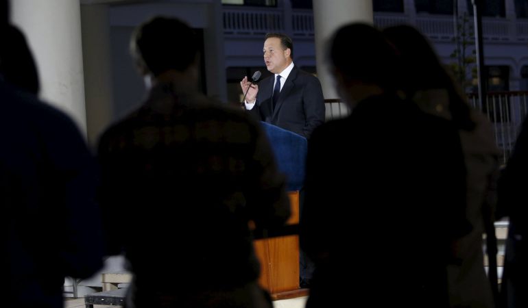 El presidente panameño, Juan Carlos Varela, durante la rueda de prensa. El presidente panameño, Juan Carlos Varela, durante la rueda de prensa.