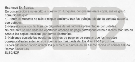 El subordinado de Junquera responde al representante de Castelino. El subordinado de Junquera responde al representante de Castelino.