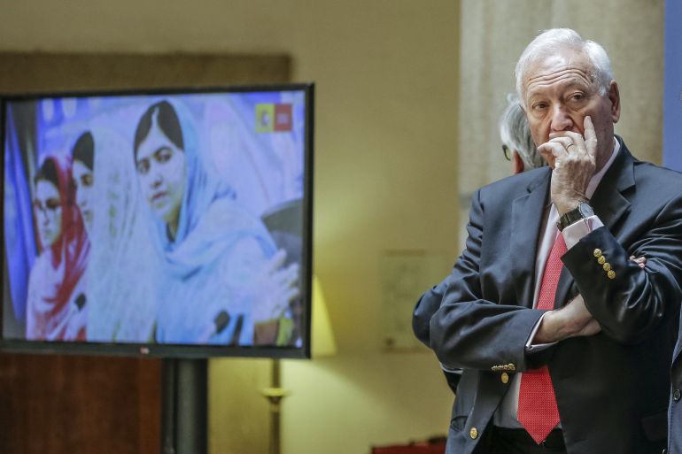 El ministro de Exteriores, José Manuel García-Margallo, durante la presentación hoy del Informe Anual de aplicación de la Estrategia de Acción Exterior, en el Palacio de Santa Cruz. El ministro de Exteriores, José Manuel García-Margallo, durante la presentación hoy del Informe Anual de aplicación de la Estrategia de Acción Exterior, en el Palacio de Santa Cruz.