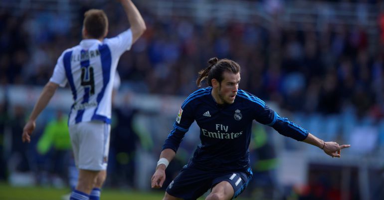 Gareth Bale celebra su gol a la Real Sociedad. Gareth Bale celebra su gol a la Real Sociedad.