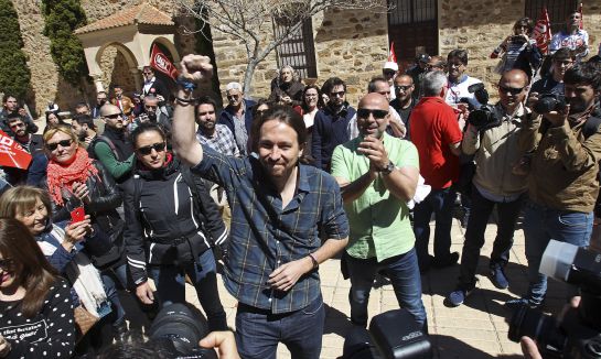 El secretario general de Podemos, Pablo Iglesias, durante su participación en la manifestación convocada por CCOO y UGT en Puertollano El secretario general de Podemos, Pablo Iglesias, durante su participación en la manifestación convocada por CCOO y UGT en Puertollano
