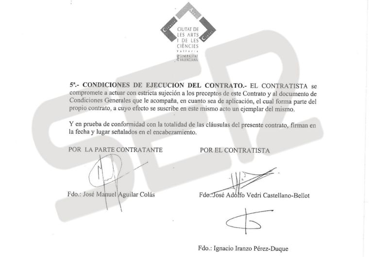 Contrato suscrito entre la ciudad de las Artes y las Ciencias y la empresa Process Color, de José Adolfo Vedri. Contrato suscrito entre la ciudad de las Artes y las Ciencias y la empresa Process Color, de José Adolfo Vedri.
