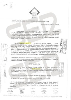 Contrato de adjudicación del libro VIP de las Artes y las Ciencias a la empresa Process Color. Contrato de adjudicación del libro VIP de las Artes y las Ciencias a la empresa Process Color.