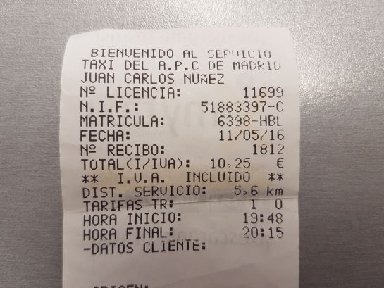 Factura de Mytaxi Factura de Mytaxi