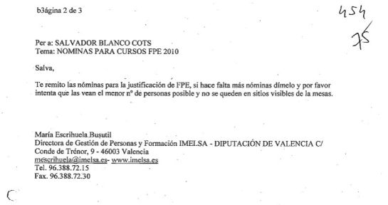 Correos de responsables de gestión y cursos de formación que muestran cómo se trampeaban las nóminas Correos de responsables de gestión y cursos de formación que muestran cómo se trampeaban las nóminas
