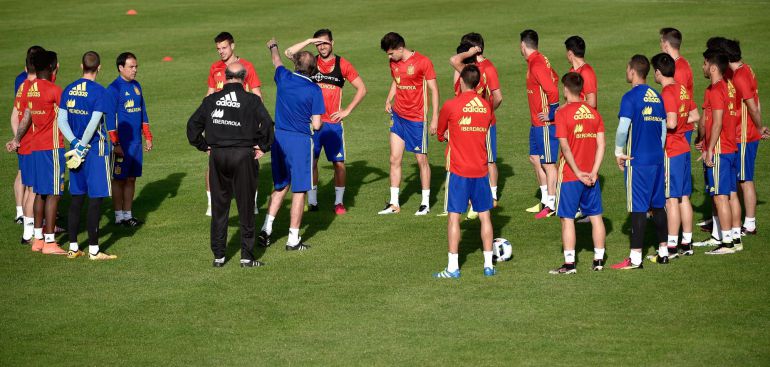 Los jugadores de España, durante un entrenamiento Los jugadores de España, durante un entrenamiento