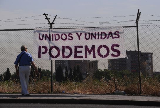 Pancarta a favor de Unidos Podemos en Madrid. Pancarta a favor de Unidos Podemos en Madrid.