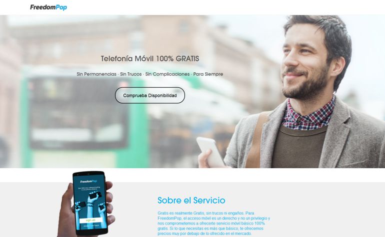 Web de FreedomPop en España. Web de FreedomPop en España.