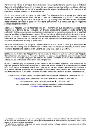 Conclusiones del abogado general del TJUE sobre las cláusulas suelo (2/2). Conclusiones del abogado general del TJUE sobre las cláusulas suelo (2/2).