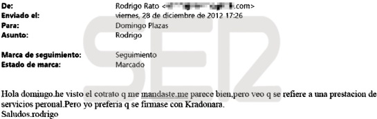 UN CONTRATO SIN IDENTIDAD. Rato le pide a su asesor que el contrato que va a firmar con Telefónica lo sea a nombre de una empresa. UN CONTRATO SIN IDENTIDAD. Rato le pide a su asesor que el contrato que va a firmar con Telefónica lo sea a nombre de una empresa.
