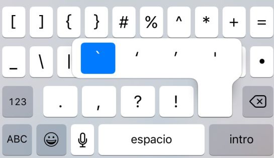 Para poner el acento hay que mantener pulsado el icono del acento simple y saldrá este desplegable. Para poner el acento hay que mantener pulsado el icono del acento simple y saldrá este desplegable.