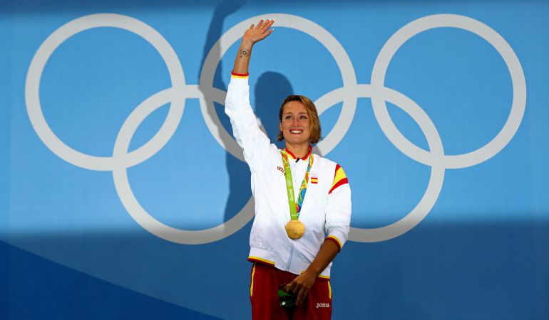 Mireia Belmonte, con su oro en los 200 mariposa. Mireia Belmonte, con su oro en los 200 mariposa.