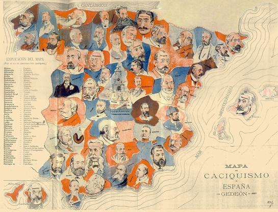 Mapa de los caciques en España a finales del siglo XIX. Mapa de los caciques en España a finales del siglo XIX.