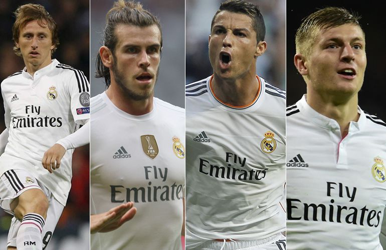 Modric, Bale, Cristiano Ronaldo y Kroos, jugadores del Real Madrid Modric, Bale, Cristiano Ronaldo y Kroos, jugadores del Real Madrid