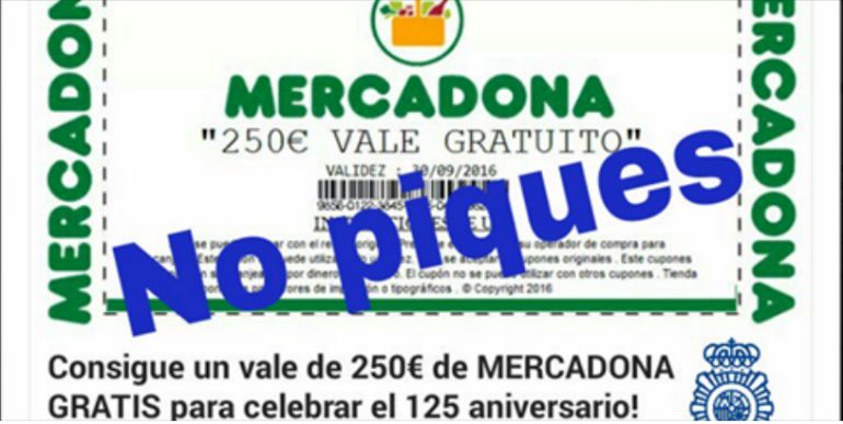 Cupón falso enviado por Whatsapp. Cupón falso enviado por Whatsapp.