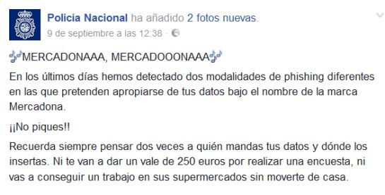 Mensaje de la Policía Nacional sobre las estafas. Mensaje de la Policía Nacional sobre las estafas.