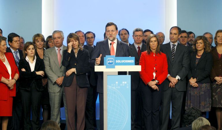 El líder del PP, Mariano Rajoy, durante la rueda de prensa que ofreció el 11 de febrero de 2009 tras la reunión del Comité Ejecutivo Nacional de su partido convocada con carácter de urgencia para analizar la situación derivada de la investigación del 'caso Gürtel' El líder del PP, Mariano Rajoy, durante la rueda de prensa que ofreció el 11 de febrero de 2009 tras la reunión del Comité Ejecutivo Nacional de su partido convocada con carácter de urgencia para analizar la situación derivada de la investigación del 'caso Gürtel'