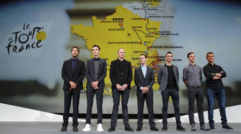 Los corredores que han participado en la presentación del Tour 2017. Los corredores que han participado en la presentación del Tour 2017.