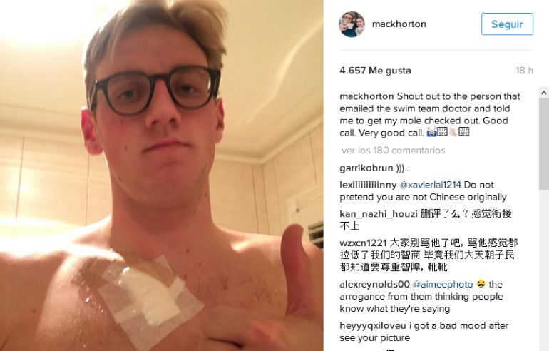 Mensaje de Mack Horton en Instagram Mensaje de Mack Horton en Instagram
