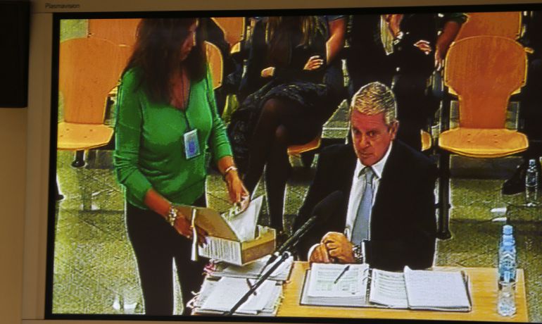 El considerado número dos de la trama Gürtel, Pablo Crespo, en una imagen del monitor de la sala de prensa de la Audiencia Nacional. El considerado número dos de la trama Gürtel, Pablo Crespo, en una imagen del monitor de la sala de prensa de la Audiencia Nacional.