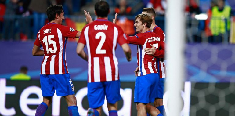 Griezmann celebra su primer gol ante el Rostov. Griezmann celebra su primer gol ante el Rostov.