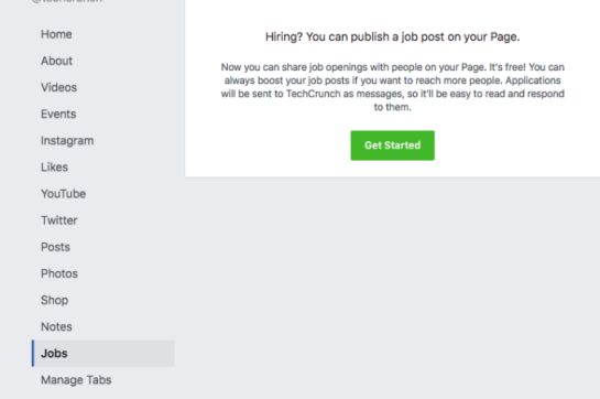 El botón de trabajos incorporado en Facebook. El botón de trabajos incorporado en Facebook.