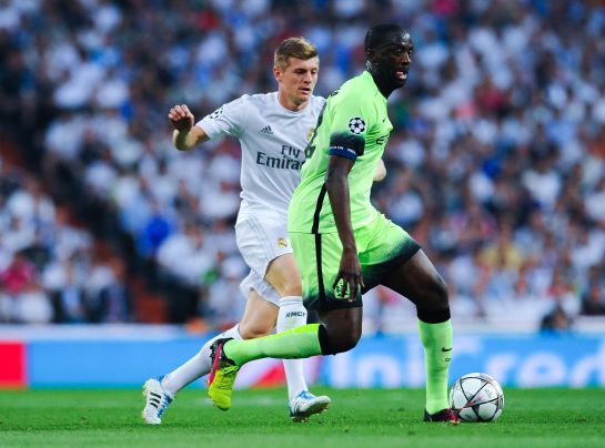 Touré Yaya en el partido ante el Real Madrid en el Bernabéu. Touré Yaya en el partido ante el Real Madrid en el Bernabéu.