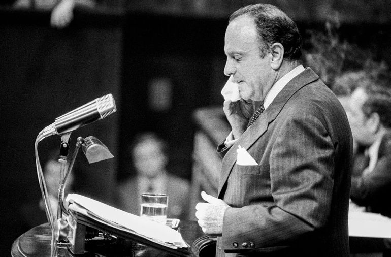 Manuel Fraga Iribarne, el 8 de febrero de 1978 en el CongresoMadrid, Spain. Manuel Fraga Iribarne, el 8 de febrero de 1978 en el CongresoMadrid, Spain.