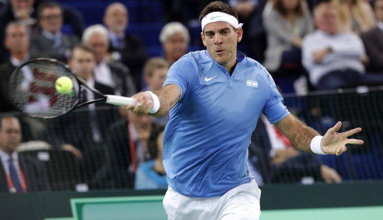 Del Potro, durante el encuentro ante Karlovic Del Potro, durante el encuentro ante Karlovic