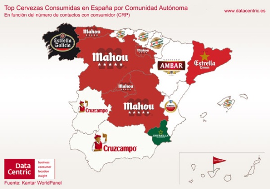 Las cervezas más consumidas en cada comunidad. Las cervezas más consumidas en cada comunidad.