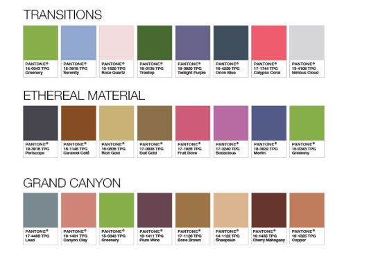 Los colores con los que combina el nuevo Greenery. Los colores con los que combina el nuevo Greenery.