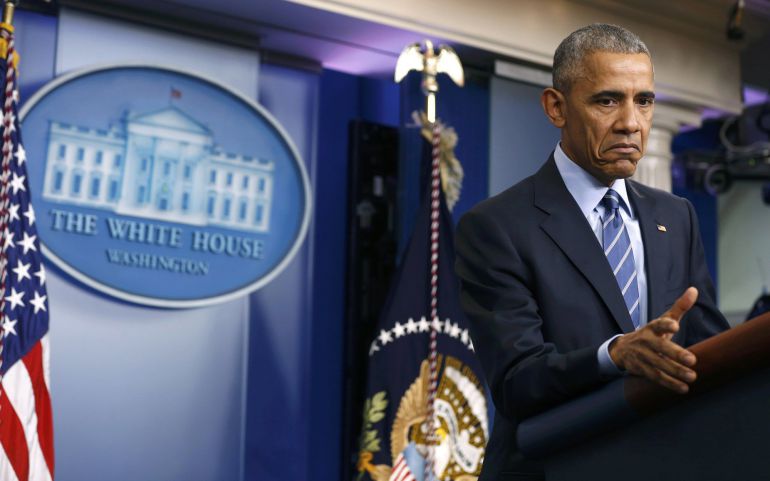 Obama, durante la conferencia del año en la Casa Blanca Obama, durante la conferencia del año en la Casa Blanca