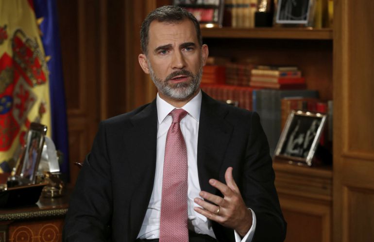 El rey Felipe VI, durante su mensaje de Navidad. El rey Felipe VI, durante su mensaje de Navidad.