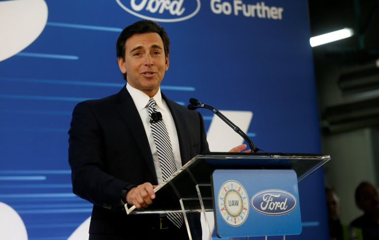 El CEO de Ford, Mark Fields, durante el anuncio de que no construirá una planta en México El CEO de Ford, Mark Fields, durante el anuncio de que no construirá una planta en México