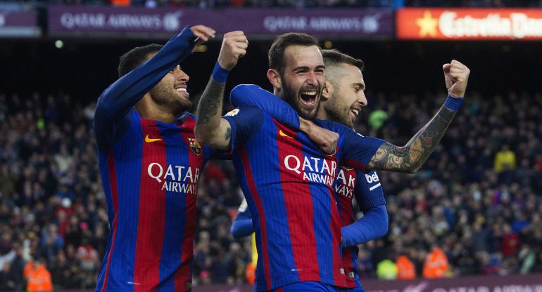 Aleix Vidal celebra feliz su tanto, el quinto del partido Aleix Vidal celebra feliz su tanto, el quinto del partido