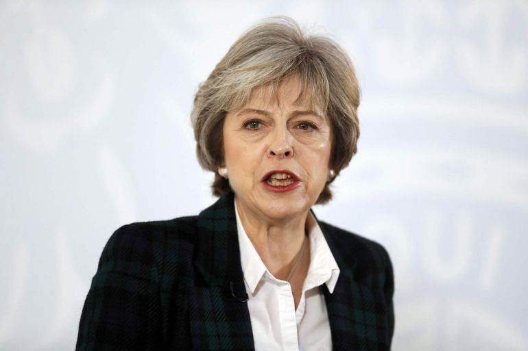 Theresa May, durante su rueda de prensa en Lancaster House para dar detalles sobre su estrategia de negociación con la Unión Europea Theresa May, durante su rueda de prensa en Lancaster House para dar detalles sobre su estrategia de negociación con la Unión Europea