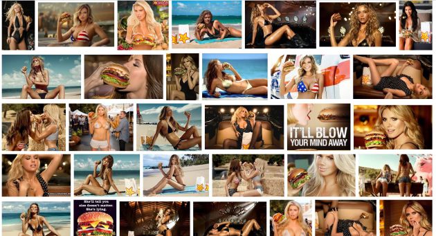 Captura de pantalla de los resultados de Google al buscar "anuncios de Carls Jr". Captura de pantalla de los resultados de Google al buscar "anuncios de Carls Jr".